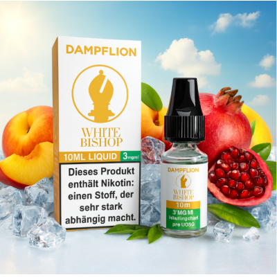Dampflion - White Bishop - Liquid 10ml vers. NikotinstärkenDampflion - White Bishop - Liquid 10ml vers. NikotinstärkenWhite Bishop Liquid von Checkmate Dampflion eine Mischung aus weissen, japanischen Pfirsichen mit einem saftigen Granatapfel. Diese Komposition wird leicht gekühlt und mit grünem Tee abgeschmeckt. Ein fruchtig süsses Liquid mit angenehmer Frische.Liquidtyp:FertigliquidTPD / STEUER:Deutsche SteuermarkeHerkunft:DeutschlandNikotinstärke:auswählbar 3/6/12mgFlascheninhalt:10ml50/50 VG PGGeschmacksrichtung: Cooler, Frische, Granatapfel, Grüntee, PfirsichHerkunftsland:Deutschland16920Dampflion5,50 CHFsmoke-shop.ch5,50 CHF Dampflion - White Bishop - Liquid 10ml vers. NikotinstärkenDampflion - White Bishop - Liquid 10ml vers. NikotinstärkenWhite Bishop Liquid von Checkmate Dampflion eine Mischung aus weissen, japanischen Pfirsichen mit einem saftigen Granatapfel. Diese Komposition wird leicht gekühlt und mit grünem Tee abgeschmeckt. Ein fruchtig süsses Liquid mit angenehmer Frische.Liquidtyp:FertigliquidTPD / STEUER:Deutsche SteuermarkeHerkunft:DeutschlandNikotinstärke:auswählbar 3/6/12mgFlascheninhalt:10ml50/50 VG PGGeschmacksrichtung: Cooler, Frische, Granatapfel, Grüntee, PfirsichHerkunftsland:Deutschland16920Dampflion5,50 CHFsmoke-shop.ch5,50 CHF