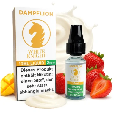 Dampflion - White Knight - Liquid 10ml - 6 mgDampflion - White Knight - Liquid 10ml vers. NikotinstärkenGeschmack: White Knight Liquid von Checkmate Dampflion ist ein herrlicher Mix aus einem frischen und cremigen Mango Joghurt mit einem beerigen süssen Erdbeertopping. Lecker und für jeden Tag ein toller Genuss.Liquidtyp:FertigliquidTPD / STEUER:Deutsche SteuermarkeHerkunft:DeutschlandNikotinstärke:auswählbar 3/6/12mgFlascheninhalt:10ml50/50 VG PGGeschmacksrichtung:ErdbeereJoghurtMangoHerkunftsland:Deutschland16915Dampflion4,50 CHFsmoke-shop.ch4,50 CHF