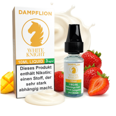 Dampflion - White Knight - Liquid 10ml vers. NikotinstärkenDampflion - White Knight - Liquid 10ml vers. NikotinstärkenGeschmack: White Knight Liquid von Checkmate Dampflion ist ein herrlicher Mix aus einem frischen und cremigen Mango Joghurt mit einem beerigen süssen Erdbeertopping. Lecker und für jeden Tag ein toller Genuss.Liquidtyp:FertigliquidTPD / STEUER:Deutsche SteuermarkeHerkunft:DeutschlandNikotinstärke:auswählbar 3/6/12mgFlascheninhalt:10ml50/50 VG PGGeschmacksrichtung:ErdbeereJoghurtMangoHerkunftsland:Deutschland16915Dampflion5,50 CHFsmoke-shop.ch5,50 CHF