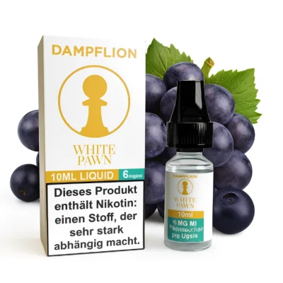 Dampflion - White Pawn - Liquid 10ml vers. NikotinstärkenDampflion - White Pawn - Liquid 10ml vers. NikotinstärkenWhite Pawn Liquid von Checkmate Dampflion ist ein erfrischender Mix aus kühlen Acaibeeren gepaart mit saftigen Trauben. Ein erfrischend fruchtiges Dampfvergnügen.Liquidtyp:FertigliquidTPD / STEUER:Deutsche SteuermarkeHerkunft:DeutschlandNikotinstärke:auswählbar 3/6/12mgFlascheninhalt:10ml50/50 VG PGGeschmacksrichtung: Acai Cooler Frische Traube Trauben Herkunftsland:Deutschland16916Dampflion4,50 CHFsmoke-shop.ch4,50 CHF