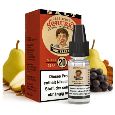 Tom Klark - Zärtlicher Schurke - Nikotinsalz Liquid 20mgTom Klark - Zärtlicher Schurke - Nikotinsalz Liquid 20mgGeschmack: Tom Klark's Zärtlicher Schurke Nikotinsalz Liquid bietet ein einzigartiges Dampferlebnis mit einer zarten und dennoch komplexen Geschmacksnote. Dieses Liquid kombiniert den robusten Grundton von natürlichem Tabak (NET) mit sanften Fruchtnoten und einem Hauch von Birne, die dem Geschmack eine bezaubernde Fülle und Dimension verleiht. Inhaltstoffe: Propylenglycol (PG) E1520 (Ph. Eur.), natürliche/naturidentische Aromastoffe, NikotinFlasche: 1x10ml PET Flasche mit Kindersicherungsverschluss Mischungsverhältnis: 60 VG / 40 PG 16027tom Klarks Liquid8,00 CHFsmoke-shop.ch8,00 CHF