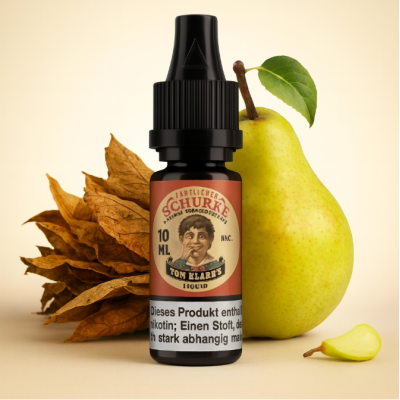 Tom Klark - Zärtlicher Schurke - Liquid (NET) 10ml vers. NikotinstärkenTom Klark - Zärtlicher Schurke - Liquid (NET) 10mlGeschmack: Zärtlicher Schurke von Tom Klark ist ein eine zart liebliche Zusammensetzung aus naturreinen Tabakextrakten mit dezenten Fruchtnoten, wobei das Birnen Aroma im Vordergrund steht. Inhaltstoffe: Propylenglycol (PG) E1520 (Ph. Eur.), natürliche/naturidentische Aromastoffe, NikotinFlasche: 1x10ml PET Flasche mit Kindersicherungsverschluss Mischungsverhältnis: 70 VG / 30 PG 13963tom Klarks Liquid6,90 CHFsmoke-shop.ch6,90 CHF