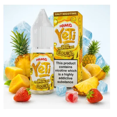 Yeti Sourz Tropical Ice 10ml E-Liquid - Salt 20mgLieferumfang: 1x Yeti Sourz Tropical Ice 10ml E-Liquid - Salt 20mgGeschmack:Erleben Sie das tropische Paradies des Yeti mit dieser exotischen Mischung aus saurem Schnee, spritziger Ananas und anderen saftigen, exotischen Früchten - alles auf Eis serviert.Yeti Sourz Tropical Ice - enthält 20mg Nikotin pro 10ml FlascheVG/PG 60/40Schnelle NikotinaufnahmeSanfteres Gefühl im Hals, trotz höherer Dosierungneutralerer GeschmackOptimal nutzbar für POD Systeme oder MTL Tanks15497Yeti E-Liquid UK5,50 CHFsmoke-shop.ch5,50 CHF Yeti Sourz Tropical Ice 10ml E-Liquid - Salt 20mgLieferumfang: 1x Yeti Sourz Tropical Ice 10ml E-Liquid - Salt 20mgGeschmack:Erleben Sie das tropische Paradies des Yeti mit dieser exotischen Mischung aus saurem Schnee, spritziger Ananas und anderen saftigen, exotischen Früchten - alles auf Eis serviert.Yeti Sourz Tropical Ice - enthält 20mg Nikotin pro 10ml FlascheVG/PG 60/40Schnelle NikotinaufnahmeSanfteres Gefühl im Hals, trotz höherer Dosierungneutralerer GeschmackOptimal nutzbar für POD Systeme oder MTL Tanks15497Yeti E-Liquid UK5,50 CHFsmoke-shop.ch5,50 CHF