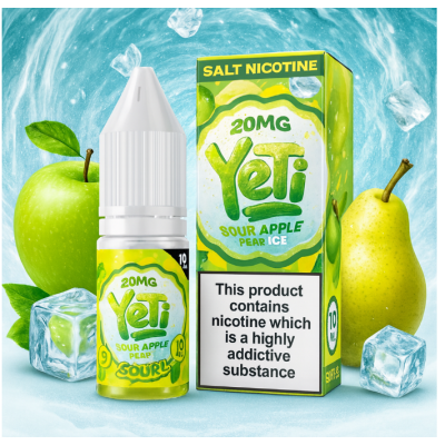 Yeti Sourz Apple Pear Ice 10ml E-Liquid - Salt 20mgLieferumfang: 1x Yeti Sourz Apple Pear Ice 10ml E-Liquid - Salt 20mgGeschmack:Der Yeti ist eine Mischung aus saurem Schnee und saftigen grünen Äpfeln, die perfekt mit der Süße reifer Birnen gepaart und auf Eis serviert wird.Yeti Sourz Apple Pear Ice - enthält 20mg Nikotin pro 10ml FlascheVG/PG 60/40Schnelle NikotinaufnahmeSanfteres Gefühl im Hals, trotz höherer Dosierungneutralerer GeschmackOptimal nutzbar für POD Systeme oder MTL Tanks15495Yeti E-Liquid UK5,50 CHFsmoke-shop.ch5,50 CHF