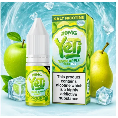 Yeti Sourz Apple Pear Ice 10ml E-Liquid - Salt 20mgLieferumfang: 1x Yeti Sourz Apple Pear Ice 10ml E-Liquid - Salt 20mgGeschmack:Der Yeti ist eine Mischung aus saurem Schnee und saftigen grünen Äpfeln, die perfekt mit der Süße reifer Birnen gepaart und auf Eis serviert wird.Yeti Sourz Apple Pear Ice - enthält 20mg Nikotin pro 10ml FlascheVG/PG 60/40Schnelle NikotinaufnahmeSanfteres Gefühl im Hals, trotz höherer Dosierungneutralerer GeschmackOptimal nutzbar für POD Systeme oder MTL Tanks15495Yeti E-Liquid UK5,50 CHFsmoke-shop.ch5,50 CHF
