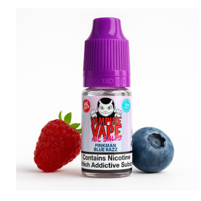 Vampire Vape Nic Salt - Pinkman Blue Razz -10ml -20 mgVampire Vape Nic Salt - Pinkman Blue Razz -10ml -20 mgPinkman Blue Razz ist ein wilder Ritt des Geschmacks, bei dem der elektrisierende Geschmack der blauen Himbeere mit der beliebten Beerenmischung von Pinkman kollidiert. Es ist ein lebendiges Erlebnis, das die Grenzen mit süßen und herben Noten verwischt, die Ihre Sinne anregen. Stellen Sie sich eine Explosion von blauen Himbeeren vor, mit einem Beeren-Twist, der fett, hell und erfrischend ist. Nic Salts sind in 10mg und 20mg in 10ml Flaschen mit einer 50VG/50PG Mischung erhältlich.Vorteile Nikotinsalz:Schnelle NikotinaufnahmeSanfteres Gefühl im Hals, trotz höherer Dosierungneutralerer GeschmackOptimal nutzbar für POD Systeme oder MTL Tanks15328Vampire Vape5,50 CHFsmoke-shop.ch5,50 CHF