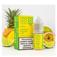 Pod Salt Fusion -Nexus Pineapple Passion Lime Nic Salt 10ml - 20mgEin leidenschaftlich tropischer Vape mit einem Nexus aus fruchtigen Aromen. Schmecken Sie saftige Ananas neben den Zitrusnoten der Passionsfrucht, gekrönt von spritzigen Limettenscheiben.- Geschmacks-Profil: Ananas, Passionsfrucht, Limette- Inhalt: 10ml- Nikotinstärke: 5mg / 10mg / 20mg- Mischungsverhältnis: 50VG/50PGFür das beste Pod Salt-Erlebnis empfehlen wir den MTL-Stil und jedes Gerät mit niedriger Wattzahl (10-20 Watt), mittlerem bis engem Zug und einem Widerstand von 0,8-1,2 Ohm..Pod Salt Nexus Pineapple Passion Lime Nic Salt 10ml - 20mgMit einem Nikotingehalt von 20mg/ml ist wenig Dampf erforderlich um den Nikotinbedarf zu befriedigen. Das Nikotinsalz ermöglicht einen viel sanfteren Throat Hit als regulär. Diese Kombination ist optimal für Podsystem und MTL-Verdampfer!Pod Salt repliziert die in Tabakblättern natürlich vorkommenden Nikotinsalze, um ein perfekt glattes Erlebnis mit minimaler Rachenreizung zu erzielen. Mit Nikotinsalzen wird das Nikotin schneller absorbiert und bleibt länger erhalten, um ein höheres Maß an Zufriedenheit zu erzielen als mit herkömmlichen Nikotin-E-Flüssigkeiten.Diese Kombination von Faktoren hilft mehr Rauchern beim Übergang vom Tabakkonsum, und auch viele derzeitige Vaper stellen den Wechsel ein. Stealth-Vaping war noch nie einfacher oder befriedigender.Inhalt: 10 mlNikotingehalt: 20 mgMischverhältnis: 50% PG / 50% VGInhaltstoffe: Propylenglykol, pflanzliches Glyzerin, Aromen, Nikotin13410Pod Salt - Nikotinsaltz6,90 CHFsmoke-shop.ch6,90 CHF