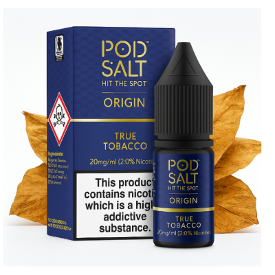Pod Salt Fusion Origin - True Tobacco 10ml - 20mgPod Salt Origin True Tobacco 20mg/ml Nikotin -30ml bietet den authentischsten Tabakgeschmack, hergestellt für wahre Kenner. Vollmundig und robust, dieses Liquid verfügt über warme, natürliche erdige Töne mit subtilen Andeutungen von Süße. Perfekt für starke Raucher, die ein reichhaltiges und befriedigendes Dampferlebnis suchen.- Geschmacksprofil: Tabak - Inhalt: 10ml- Nikotinstärke: 11mg / 20mg- Mischungsverhältnis: 50VG/50PGFür das beste Pod Salt-Erlebnis empfehlen wir den MTL-Stil und jedes Gerät mit niedriger Wattzahl (10-20 Watt), mittlerem bis engem Zug und einem Widerstand von 0,8-1,2 Ohm.Pod Salt Origin - True Tobacco 10ml - 20mgMit einem Nikotingehalt von 20mg/ml ist wenig Dampf erforderlich um den Nikotinbedarf zu befriedigen. Das Nikotinsalz ermöglicht einen viel sanfteren Throat Hit als regulär. Diese Kombination ist optimal für Podsystem und MTL-Verdampfer!Pod Salt repliziert die in Tabakblättern natürlich vorkommenden Nikotinsalze, um ein perfekt glattes Erlebnis mit minimaler Rachenreizung zu erzielen. Mit Nikotinsalzen wird das Nikotin schneller absorbiert und bleibt länger erhalten, um ein höheres Maß an Zufriedenheit zu erzielen als mit herkömmlichen Nikotin-E-Flüssigkeiten.Diese Kombination von Faktoren hilft mehr Rauchern beim Übergang vom Tabakkonsum, und auch viele derzeitige Vaper stellen den Wechsel ein. Stealth-Vaping war noch nie einfacher oder befriedigender.Inhalt: 10 mlNikotingehalt: 20 mgMischverhältnis: 50% PG / 50% VGInhaltstoffe: Propylenglykol, pflanzliches Glyzerin, Aromen, Nikotin13405Pod Salt - Nikotinsaltz6,90 CHFsmoke-shop.ch6,90 CHF