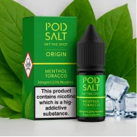 Pod Salt Fusion - Origin - Menthol Tobacco 10ml - 20mgDieser Tabak erinnert an die Mentholzigarette und schmeckt genau wie die handgerollten Aromen, die Sie so lieben, mit einer erfrischenden Mentholbrise, um die wärmsten Geschmäcker zu kühlen. Perfekt für alle, die vom Rauchen zum Dampfen übergehen.- Geschmacksprofil: Tabak, Lakritze- Inhalt: 10ml- Nikotinstärke: 11mg / 20mg- Mischungsverhältnis: 50VG/50PG- Empfohlen zur Verwendung mit: XROS Nano, Drag Q, Caliburn A2SFür das beste Pod Salt-Erlebnis empfehlen wir den MTL-Stil und jedes Gerät mit niedriger Wattzahl (10-20 Watt), mittlerem bis engem Zug und einem Widerstand von 0,8-1,2 Ohm.Pod Salt Origin - Menthol Tobacco 10ml - 20mgMit einem Nikotingehalt von 20mg/ml ist wenig Dampf erforderlich um den Nikotinbedarf zu befriedigen. Das Nikotinsalz ermöglicht einen viel sanfteren Throat Hit als regulär. Diese Kombination ist optimal für Podsystem und MTL-Verdampfer!Pod Salt repliziert die in Tabakblättern natürlich vorkommenden Nikotinsalze, um ein perfekt glattes Erlebnis mit minimaler Rachenreizung zu erzielen. Mit Nikotinsalzen wird das Nikotin schneller absorbiert und bleibt länger erhalten, um ein höheres Maß an Zufriedenheit zu erzielen als mit herkömmlichen Nikotin-E-Flüssigkeiten.Diese Kombination von Faktoren hilft mehr Rauchern beim Übergang vom Tabakkonsum, und auch viele derzeitige Vaper stellen den Wechsel ein. Stealth-Vaping war noch nie einfacher oder befriedigender.Inhalt: 10 mlNikotingehalt: 20 mgMischverhältnis: 50% PG / 50% VGInhaltstoffe: Propylenglykol, pflanzliches Glyzerin, Aromen, Nikotin13407Pod Salt - Nikotinsaltz4,80 CHFsmoke-shop.ch4,80 CHF