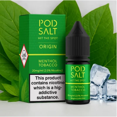 Pod Salt Fusion - Origin - Menthol Tobacco 10ml - 20mgDieser Tabak erinnert an die Mentholzigarette und schmeckt genau wie die handgerollten Aromen, die Sie so lieben, mit einer erfrischenden Mentholbrise, um die wärmsten Geschmäcker zu kühlen. Perfekt für alle, die vom Rauchen zum Dampfen übergehen.- Geschmacksprofil: Tabak, Lakritze- Inhalt: 10ml- Nikotinstärke: 11mg / 20mg- Mischungsverhältnis: 50VG/50PG- Empfohlen zur Verwendung mit: XROS Nano, Drag Q, Caliburn A2SFür das beste Pod Salt-Erlebnis empfehlen wir den MTL-Stil und jedes Gerät mit niedriger Wattzahl (10-20 Watt), mittlerem bis engem Zug und einem Widerstand von 0,8-1,2 Ohm.Pod Salt Origin - Menthol Tobacco 10ml - 20mgMit einem Nikotingehalt von 20mg/ml ist wenig Dampf erforderlich um den Nikotinbedarf zu befriedigen. Das Nikotinsalz ermöglicht einen viel sanfteren Throat Hit als regulär. Diese Kombination ist optimal für Podsystem und MTL-Verdampfer!Pod Salt repliziert die in Tabakblättern natürlich vorkommenden Nikotinsalze, um ein perfekt glattes Erlebnis mit minimaler Rachenreizung zu erzielen. Mit Nikotinsalzen wird das Nikotin schneller absorbiert und bleibt länger erhalten, um ein höheres Maß an Zufriedenheit zu erzielen als mit herkömmlichen Nikotin-E-Flüssigkeiten.Diese Kombination von Faktoren hilft mehr Rauchern beim Übergang vom Tabakkonsum, und auch viele derzeitige Vaper stellen den Wechsel ein. Stealth-Vaping war noch nie einfacher oder befriedigender.Inhalt: 10 mlNikotingehalt: 20 mgMischverhältnis: 50% PG / 50% VGInhaltstoffe: Propylenglykol, pflanzliches Glyzerin, Aromen, Nikotin13407Pod Salt - Nikotinsaltz6,90 CHFsmoke-shop.ch6,90 CHF