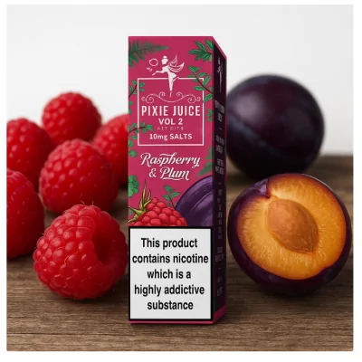 Pixie Juice Vol 2- Raspberry & Plum Nic Salts 10mlPixie Juice Vol 2- Raspberry &amp; Plum Nic Salts 10mlPixie Juice Vol 2 - Raspberry &amp; Plum Nicotine Salts E-Liquid, schafft eine harmonische Mischung, die die hellen und spritzigen Eigenschaften von Himbeeren mit der sanften Süße von Pflaumen ausgleichtPixie Juice Vol 2 - Himbeere &amp; Pflaume Nikotinsalze E-Liquid 10ml - ist erhältlich in 10mg/ml + 20mg/ml.14569Pixi Juice - Vol. 2 - Nikotinsalz Liquids5,50 CHFsmoke-shop.ch5,50 CHF