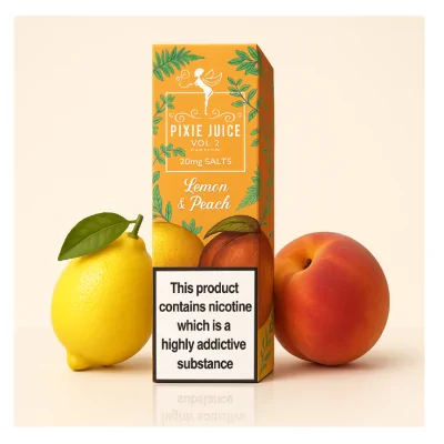 Pixie Juice Vol 2- Lemon & Peach Nic Salts 10mlPixie Juice Vol 2- Lemon &amp; Peach Nic Salts 10mlPixie Juice Vol 2 - Lemon &amp; Peach Nicotine Salts E-Liquid, ist eine reizvolle Kombination aus pikanten Zitrusfrüchten und süßen, saftigen Pfirsichen, was zu einem erfrischenden und lebendigen Geschmacksprofil.Pixie Juice Vol 2 - Lemon &amp; Peach Nicotine Salts E-Liquid 10ml - ist erhältlich in 10mg/ml + 20mg/ml.14568Pixi Juice - Vol. 2 - Nikotinsalz Liquids5,50 CHFsmoke-shop.ch5,50 CHF