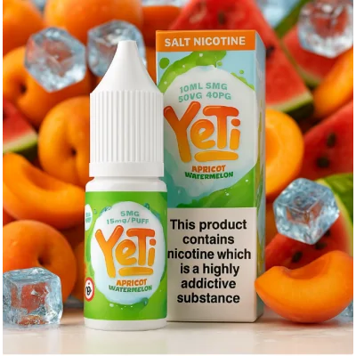 Yeti Salt - Nikotinsalz - Apricot Watermelon 20mg 10mlLieferumfang: 1x Yeti Nikotinsalz - Apricot Watermelon 20mg 10mlApricot Watermelon von Yeti ist eine erfrischende Mischung aus intensiv köstlichen Aromen, darunter spritzige, köstliche Aprikosen, kombiniert mit dem saftigen Geschmack von frisch geschnittener Wassermelone. Apricot Watermelon von Yeti Salt enthält 5/10/20mg Nikotin pro 10ml Flasche.Inhalt: 10 mlNikotingehalt: 20mg Mischverhältnis: 40% PG / 60% VGInhaltstoffe: Propylenglykol, pflanzliches Glyzerin, AromenVorteile Nikotinsalz:Schnelle NikotinaufnahmeSanfteres Gefühl im Hals, trotz höherer Dosierungneutralerer GeschmackOptimal nutzbar für POD Systeme oder MTL Tanks12297Yeti E-Liquid UK6,90 CHFsmoke-shop.ch6,90 CHF