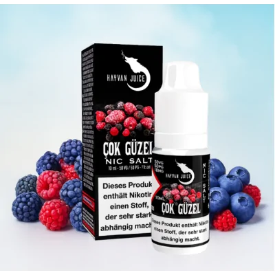 Hayvan Juice Nikotinsalz - Cok Güzel vers. NikotinstärkenLieferumfangHayvan Juice Nikotinsalz - Cok Güzel 18mgHayvan Juice Nikotinsalz - Cok Güzel 18mg - jetzt auch als Nikotinsalz Liquid mit 18mg. Ein leckerer, bunter Beerenmix mit einer leichten, angenehmen Frische!Aroma: Beerenmix, FrischeNikotinmenge verschiedene Nikotinstärken auswählbar  NikotinsalzInhalt: 10ml für E-ZigarettenDosierempfehlung: 50% VG / 50% PGInhaltsstoffe: Propylenglycol, Glycerin, Aromen11363Hayvan Juice Aromen6,90 CHFsmoke-shop.ch6,90 CHF