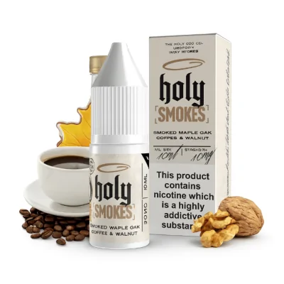 Holy Cow Smokes Salts - Smoked Maple Oak Coffee & Walnut 10ml - 20 mg NikotinsalzHoly Smokes Salts - Smoked Maple Oak Coffee &amp; Walnut 10ml - 20 mg NikotinsalzEine aufschlussreiche Mischung aus frisch geräuchertem Kaffee, der mit dem süßesten Ahorn-Eichen-Sirup durchzogen ist, mit einem Hauch von Walnuss zur Krönung. Eine Mischung, die Sie HOLY S** schreien lassen wird.Wahlmöglichkeit: 20mg Nikotinstärke50% VG / 50% PGInhalt: 10ml FertigliquidInhaltsstoffe: 2-Isopropyl-N,2,3-trimethylbutyramid; alpha-Ionen, Natürliche und naturidentische Aromen, NikotinsalzMehr InformationenHerstellerHoly CowNikotinstärke10 mg/ml, 20 mg/mlGeschmack Getränke, NussigVerwendete AromenKaffee , Einhorn Sirup , HerkunftEnglandFlaschengrösse10 mlMischverhältnis50% VG - 50% PGInhaltsstoffeGlycerin E422, Künstliche Aromen, Naturidentische Aromen, Natürliche Aromen, Nikotinsalz, Propylenglykol E1520Allergie - SucraloseFreiAllergie - DiacetylFrei15539Holy Cow - UK Liquids6,90 CHFsmoke-shop.ch6,90 CHF