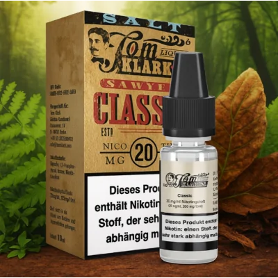 Tom Klark - Sawyer Classic - Nikotinsalz Liquid 20mgTom Klark - Sawyer Classic - Nikotinsalz Liquid 20mgGeschmack: Das Sawyer Classic Nikotinsalz Liquid von Tom Klark bietet eine harmonische Mischung aus cremigen, fruchtigen und leicht herben Noten mit einer feinen Waldmeisternote.Inhaltstoffe: Propylenglycol (PG) E1520 (Ph. Eur.), natürliche/naturidentische Aromastoffe, NikotinFlasche: 1x10ml PET Flasche mit Kindersicherungsverschluss Mischungsverhältnis: 60 VG / 40 PG 16024tom Klarks Liquid8,00 CHFsmoke-shop.ch8,00 CHF