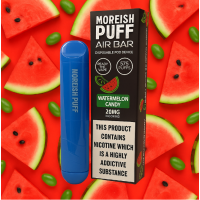 Moreish Puff Air Bar Disposable Pod Device - Watermelon Candy 20mg 2mlMoreish Puff Air Bar Disposable Pod Device - Watermelon Candy 20mg 2ml - Einweg E-ZigaretteEine süße und tropische, saftige Wassermelone wird von einer zuckerhaltigen, harten Candy-Hülle umhüllt. Ein wahnsinnig leckerer Geschmack, der Sie süchtig machen wird.  Watermelon Candy Einweggerät: 20mg Nik Salz Bis zu 575 Züge unglaublichen Geschmacks Erstaunliche Qualität45% | 55% VG / PG- 20mg Nikotin- Größe (mm): 10,3 x 18 x 106- Batteriekapazität: 350mAh- Saftkapazität: 2ml- Widerstand: 1.8ohm- Spannung: 3.7V- Gewicht: 20g- Züge: ca 500  Nicht aufladbar /Einweg E-zigarette / E-Shisha 11312Moreish Puff UK Liquids4,10 CHFsmoke-shop.ch4,10 CHF