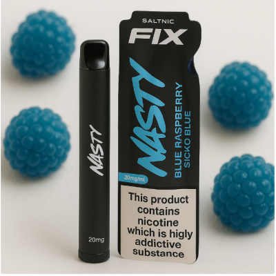 Nasty Juice Salt Nic Fix Version 2 Sicko Blue - Blue Raspberry - 20mgNasty Juice Salt Nic Fix Version 2 Sicko Blue - Blue Raspberry 2ml - 20mg (nicht aufladbar)Nasty Juice Fix ist ein Einweg-Pen, der entwickelt wurde, um sicherzustellen, dass jeder die gleichen Nasty Juice-Aromen auf die einfachste Weise genießen kann.  Der Nasty Fix Bar bietet dem Nutzer ein unkompliziertes und einfaches Vape-Erlebnis.Sicko Blue liefert den wahren Geschmack von frisch gepflückten Himbeeren direkt aus den besten Weinbergen. Das volle Geschmacksprofil der Himbeere kommt mit jedem Zug voll zur Geltung, gepaart mit einem Hauch einer einzigartigen Beerenmischung.Nasty Juice Fix Disposable Pod System ist eine fantastische Pod-Marke, die sich durch ein Konzentrationsverhältnis von 40% VG (Vegetable Glycerine) und 60% Mixed PG (Propylene Glycol) auszeichnet und hochwertige Lebensmittelaromen und Salt Nikotin enthält. Ein Gerät für MTL (Mouth To Lung) vaping!NASTY FIX EINWEG VAPE POD EIGENSCHAFTEN:- Kompakt &amp; leicht- Problemlos &amp; einfach zu benutzen- Gleicher großartiger Geschmack und Zufriedenheit- Bequem und stilvoll- 2% (20mg)/1%(10mg) Nikotinstärke- Angetrieben von einer 700mAh Batterie- Enthält 2ml Nasty Salts e-Flüssigkeit- Liefert ca. 675 Züge- mit einstellbarer Airflow Control (Luftzug)Enthält:    Nasty Fix Schwarze Johannisbeere Zuckerwatte Einweg-DampfgerätEinweggerät , nicht aufladbar nicht auffüllbar11792Nasty Juice4,80 CHFsmoke-shop.ch4,80 CHF