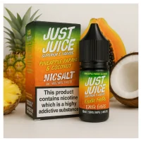 Just Juice Exotic - Pineapple Papaya & Coconut Nic Salt 10ml E-Liquid- 20 mg NikotinsalzJust Juice Pineapple, Papaya &amp; Coconut ist eine aufregende und exotische Mischung, die den tropischen Geschmack von frischer Ananas, Papayas und erfrischender Kokosnuss vereint.Just Juice ist ein 10ml Nik-Salz mit 11/20mg Nikotin. 50% VG / 50% PGNikotinsalz 20mg Made in Malaysia - 50 VG 20 mg Nicsalt14405Just Juice - Superier E-Liquids6,40 CHFsmoke-shop.ch6,40 CHF
