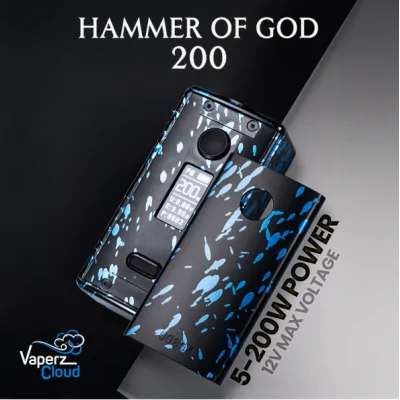 Box Hammer of God 200 (2x 18650 Batterien) 200 WattDie Hammer of God Box kehrt in einem kompakteren Format zurück und behält dabei die Leistung bei, für die sie bekannt ist.Funktioniert mit 2 Akkus 18650 (nicht im Lieferumfang enthalten).Maximale Leistung einstellbar von 5 bis 200 Watt.Leistungsstarker VC HotSwap 200-Chipsatz.3 Temperaturregelungsmodi (Ni/Ti/SS316).0,96-Zoll-OLED-Farbbildschirm.Verdampfer mit einem Durchmesser von maximal 30 mm schließen bündig mit dem Mod ab.Lieferumfang&nbsp;1 x Mod Hammer of God 2001 x Zubehörtasche&nbsp;1 x Werkzeug&nbsp;1 x Bedienungsanleitung&nbsp;Eigenschaften&nbsp;16988Vaperz Cloud99,90&nbsp;CHFsmoke-shop.ch99,90&nbsp;CHF