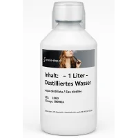 1000 ml (1 Liter) Destilliertes Wasser mit MessbecherLieferumfang: 1000 ml (1 Liter)&nbsp; Destilliertes Wasser NameDestilliertes WasserSummenformelH2ODestilliertes Wasser (auch lateinisch: Aqua destillata) ist Wasser (H2O), das durch Destillation von den im normalen Quellwasser oder&nbsp; Verunreinigungen befreit wurde. Die Lieferung erfolgt in&nbsp;lichtundurchlässiger PET Flasche mit Originalitätsversiegelung.Bild kann leicht von Produkt abweichenmit 50ml Messbecher5671Smoke-Shop.ch4,00&nbsp;CHFsmoke-shop.ch4,00&nbsp;CHF