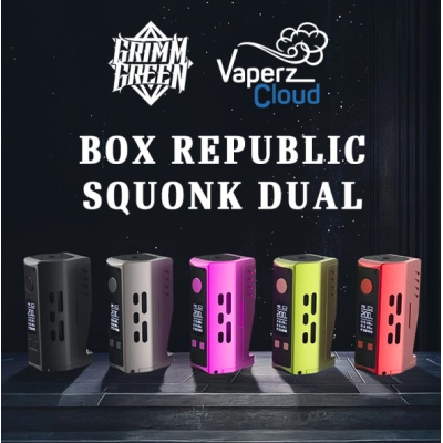 Box Republic Squonk Dual 200W 2x18650 - Grimm Green x Vaperz CloudWenn Grimm Green und Vaperz Cloud sich zusammentun, ist das Ergebnis einfach unglaublich: Eine massive und extrem leistungsstarke Box Bottom Feeder mit zwei Akkus.Funktioniert mit zwei 18650-Akkus (nicht im Lieferumfang enthalten).Leistung einstellbar von 5 bis maximal 200 Watt.Drei Betriebsmodi: Power, Bypass und Temperaturregelung.Squonk-Flasche mit einem Fassungsvermögen von 10 ml.Magnethalterung zum einfachen Einsetzen und Entnehmen der Flasche.Klares und gut lesbares OLED-Display.Robuste Konstruktion aus Edelstahl und Aluminiumlegierung.Zerstäuber mit einem Durchmesser von maximal 40 mm schließen bündig mit dem Mod ab.17115Vaperz Cloud169,90 CHFsmoke-shop.ch169,90 CHF Box Republic Squonk Dual 200W 2x18650 - Grimm Green x Vaperz CloudWenn Grimm Green und Vaperz Cloud sich zusammentun, ist das Ergebnis einfach unglaublich: Eine massive und extrem leistungsstarke Box Bottom Feeder mit zwei Akkus.Funktioniert mit zwei 18650-Akkus (nicht im Lieferumfang enthalten).Leistung einstellbar von 5 bis maximal 200 Watt.Drei Betriebsmodi: Power, Bypass und Temperaturregelung.Squonk-Flasche mit einem Fassungsvermögen von 10 ml.Magnethalterung zum einfachen Einsetzen und Entnehmen der Flasche.Klares und gut lesbares OLED-Display.Robuste Konstruktion aus Edelstahl und Aluminiumlegierung.Zerstäuber mit einem Durchmesser von maximal 40 mm schließen bündig mit dem Mod ab.17115Vaperz Cloud169,90 CHFsmoke-shop.ch169,90 CHF