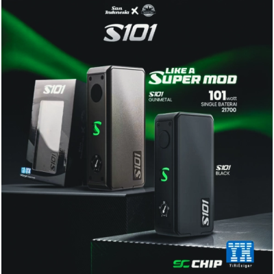 Mod S101 - 21700/20700/18650 - San Indonesia X Gerobak Vaper - YIHI ChipEntdecken Sie den Mod S101, eine Zusammenarbeit von San Indonesia &amp; Gerobak Vaper.Funktioniert mit 1 Akku 18650/20700/21700 (nicht im Lieferumfang enthalten).Leistung über ein Potentiometer bis zu maximal 101 Watt einstellbar.Äußerst stabiler YiHi-Chipsatz.In die Mitte des Mods integrierte RGB-LED, die die verbleibende Akkulaufzeit anzeigt.Individuell gestaltbare Seitenwände.Mehrere Schutzvorrichtungen für 100 % sicheres Dampfen.17196SAN INDONESIA X Gerobak Vaper69,90 CHFsmoke-shop.ch69,90 CHF