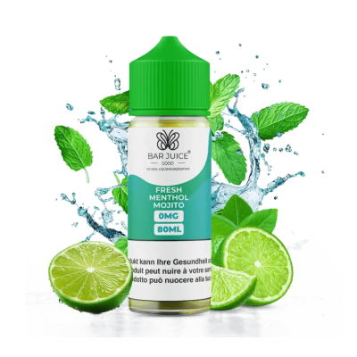 Bar Juice - Fresh Menthol Mojito - 80ml ShortfillLieferumfang: Bar Juice - Fresh Menthol Mojito - 80ml ShortfillGeschmack: Frischer Menthol mit Mojito ZitronenMischverhältnis: 50&nbsp;VG / 50&nbsp;PGInhalt: 80 ml in einer 120 ml Chubby Flasche17279Bar Juice 5000 - Premium UK Liquids22,90&nbsp;CHFsmoke-shop.ch22,90&nbsp;CHF