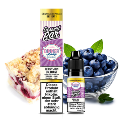 10 ml - Berry Jam on Toast - Nicotine Salts - Desserts - Dinner Lady10 ml - Berry Jam on Toast - Nicotine Salts - Desserts - Dinner Lady 10/20mgBieten Sie Ihren Kunden den Geschmack der einfachen Dinge mit dem E-Liquid&nbsp;Berry Jam on Toast&nbsp;aus der&nbsp;Dessert Bar-Reihe von Dinner Lady. Eine köstliche Scheibe frisch getoastetes&nbsp;Toastbrot, bestrichen mit einer exquisiten&nbsp;Konfitüre aus roten Früchten. Wie bei Dessert Bar üblich, sind die Aromen äusserst intensiv und werden in&nbsp;Nikotinsalz-Version angeboten, um bei jedem Zug optimale Zufriedenheit zu gewährleisten.10 ml-Fläschchen mit Kindersicherung10 ml&nbsp;dampfbereites E-LiquidNikotinsalzErhältlich mit 10 mg/ml oder 20 mg/mlPG/VG-Verhältnis: 50/50Geschmacksrichtung:&nbsp;Toast, Rote-Früchte-KonfitüreHergestellt in England von Dinner LadyNikotinsalz:Nikotinsalz E-Liquids zum Nachfüllen von E-Zigaretten. Nikotinsalze sind bei der Inhalation wesentlich geschmacksneutraler und sanfter, sodass die sonst übliche scharfe bittere Note entfällt und der Hustenreiz nahezu nicht vorhanden ist.17428Dinner Lady7,90&nbsp;CHFsmoke-shop.ch7,90&nbsp;CHF