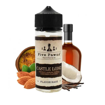 Castle Long Original 0mg 100ml - Five Pawns - ShortfillCastle Long ist ein Gourmet-Liquid mit markanten Noten von Kokosnuss und gerösteten Mandeln für einen ausgewogenen, weichen Geschmack. Angereichert mit Madagaskar- und französischer Vanille, wird Castle Long mit karamellisiertem braunem Zucker und einem subtilen Kentucky Bourbon für ein wirklich unvergleichliches Erlebnis gemischt.Hersteller Five PawnsSortiment OriginalLand USAGeschmack : GourmetPG/VG-Verhältnis 50/50Verpackung 120ml PE-Flasche mit kindersicherem VerschlussFüllmenge: 100ml13282Five Pawns Signature26,90&nbsp;CHFsmoke-shop.ch26,90&nbsp;CHF