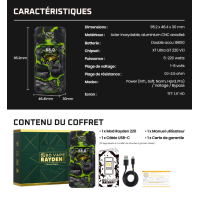 Mod Rayden 220 Volcano Emerald Magma Rare Edition 1000pc - BD VapeDer Mod Rayden 220 Volcano Emerald Magma Rare Edition 1000pc - BD Vape&nbsp;begeistert mit seinem fein gravierten Metallgehäuse und einer einzigartigen türkisfarbenen Oberfläche mit mineralischen Reflexen. Das exklusive Design macht den leistungsstarken Akkuträger zu einem besonderen Sammlerstück für Liebhaber hochwertiger Hardware.Angetrieben wird der Rayden 220 von zwei separat erhältlichen 18650-Akkus. Der schnelle und reaktionsstarke XT Ultra GT 220 V1.1 Chipsatz ermöglicht eine einstellbare Leistung von 5 bis 220 Watt.Zur Auswahl stehen der Bypass- und der Power-Modus sowie fünf verschiedene Leistungsprofile: MTL, Soft, Normal, Hard und Pro. Im Pro-Modus lässt sich die Leistungskurve individuell an die persönlichen Vorlieben anpassen.Für eine persönliche Gestaltung der Benutzeroberfläche bietet der Akkuträger fünf auswählbare Designs. Im Custom-Modus kann zusätzlich ein eigenes Bild über einen Computer importiert werden. Die entsprechende Software ermöglicht ausserdem Firmware-Updates und die Anpassung der Benutzeroberfläche.Rare Edition - Limitierte Ausgabe - 3000 Stück Weltweit17858BD Vape159,90&nbsp;CHFsmoke-shop.ch159,90&nbsp;CHF
