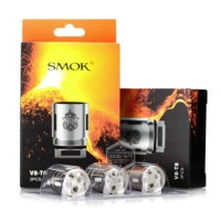 3x TFV8 T6 /T8/V8/T10 Verdampferköpfe für Cloud Beast Tank SmokLieferumfang:3x TFV8 T6 Verdampferköpfe 0.2 ohm oder T8 (0.15 ohm)  The V8-T6 coil heads have a six core setup to give you a little cooler vape than the V8-T8 configuration. At 0.2Ω, resistance is a bit higher than the V8-T8. Wattage range is 50 – 240 watts, with optimal wattage at 110 – 150 watts. T8 = Turbo: 6.6T;Patented Octuple coil;Resistance: 0.15 ohm (50~260W/best 120~180W);Suitable for: SMOK TFV8 CLOUD BEAST Tank2629Smoketech8,90 CHFsmoke-shop.ch8,90 CHF