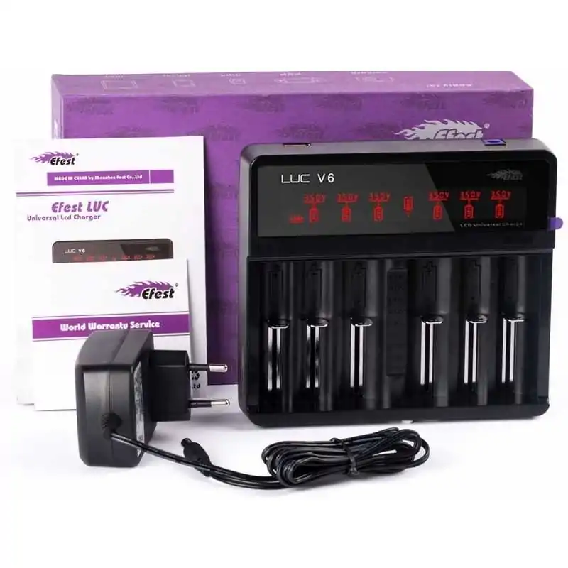 Efest LUC V6 Ladegerät für Li-Ionen Akkus incl. KFZ AdapterLieferumfang: 1x Luc V6Efest LUC Ladegerät verfügt über 6 Intelligente unabhängig voneinander funktionierende Ladeschächte.Über einen Softschalter können die Akkus entweder mit 0,68A,&nbsp;oder 2000mA geladen werden.Das Efest LUC kann entweder mit dem 230V Netzteil oder 12-24V KFZ Ladekabel betrieben werden.(Kfz Adapter nicht im Lieferumfang)CE, RoHs zertifiziert3539Efest49,90&nbsp;CHFsmoke-shop.ch49,90&nbsp;CHF