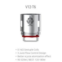 3x TFV12 T6 VerdampferköpfeLieferumfang:3x TFV12 T6 Verdampferköpfe 0.2 ohm  SMOK V12-T6 is a 0.17ohm sextuple coil with 3 juice flow control design. It will bring you better e-liquid atomization effect. The T6 coil supports 90 - 320w power. 3pcs each pack.   3795Smoketech12,90 CHFsmoke-shop.ch12,90 CHF